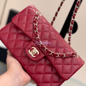 Replica Chanel Small Classic Double Flap Bag 23cm Lambskin Deep Red