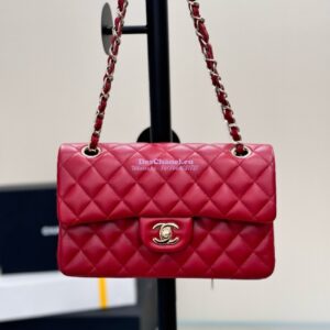 Replica Chanel Small Classic Double Flap Bag 23cm Lambskin Deep Red 2