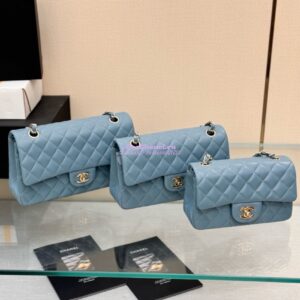 Replica Chanel Small Classic Double Flap Bag 23cm Lambskin Ash blue