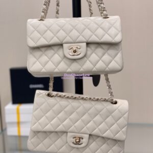 Replica Chanel Small Classic Double Flap Bag 23cm Lambskin Milk White