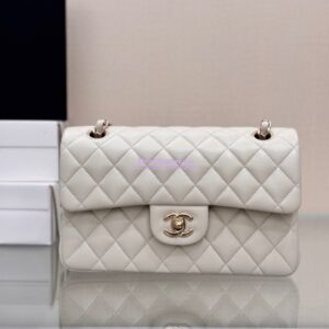 Replica Chanel Small Classic Double Flap Bag 23cm Lambskin Milk White 2