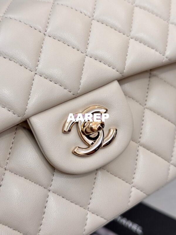 Replica Chanel Small Classic Double Flap Bag 23cm Lambskin Milk White 8