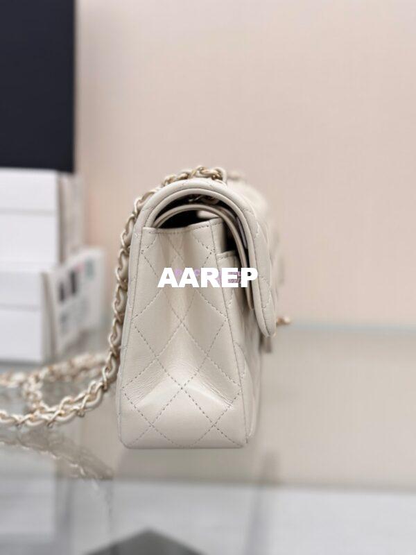 Replica Chanel Small Classic Double Flap Bag 23cm Lambskin Milk White 9