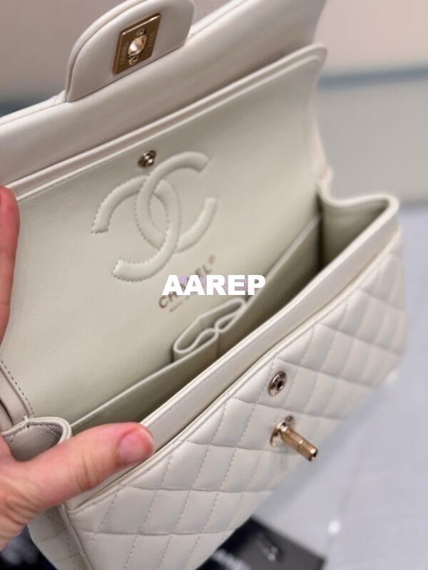 Replica Chanel Small Classic Double Flap Bag 23cm Lambskin Milk White 10