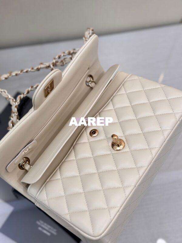 Replica Chanel Small Classic Double Flap Bag 23cm Lambskin Milk White 11