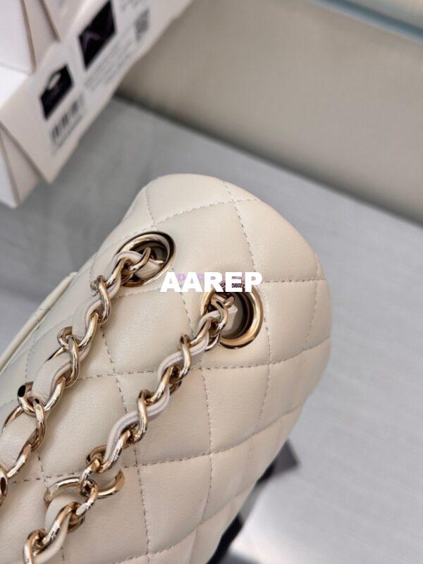 Replica Chanel Small Classic Double Flap Bag 23cm Lambskin Milk White 12