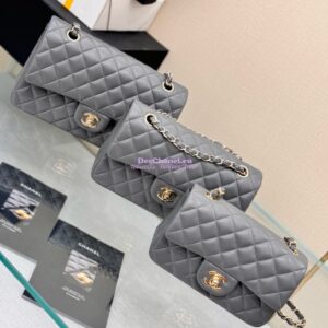 Replica Chanel Small Classic Double Flap Bag 23cm Lambskin Luxe Grey
