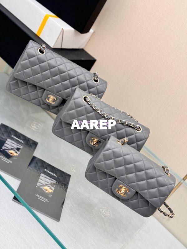 Replica Chanel Small Classic Double Flap Bag 23cm Lambskin Luxe Grey