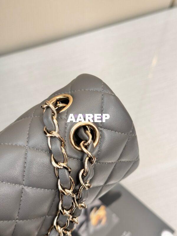 Replica Chanel Small Classic Double Flap Bag 23cm Lambskin Luxe Grey 6