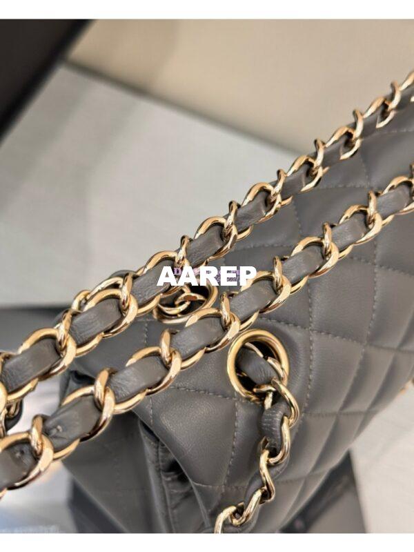 Replica Chanel Small Classic Double Flap Bag 23cm Lambskin Luxe Grey 7