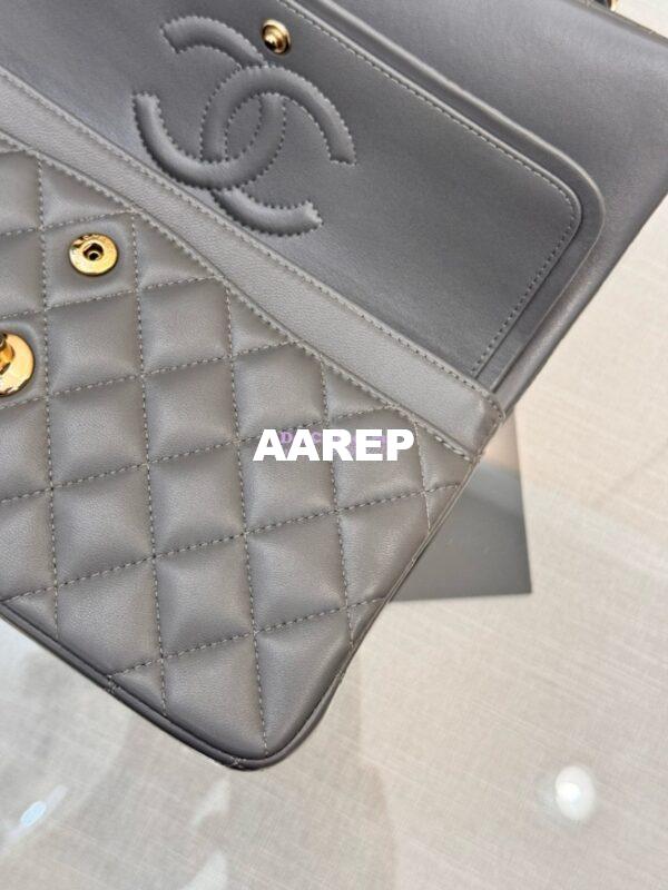Replica Chanel Small Classic Double Flap Bag 23cm Lambskin Luxe Grey 9