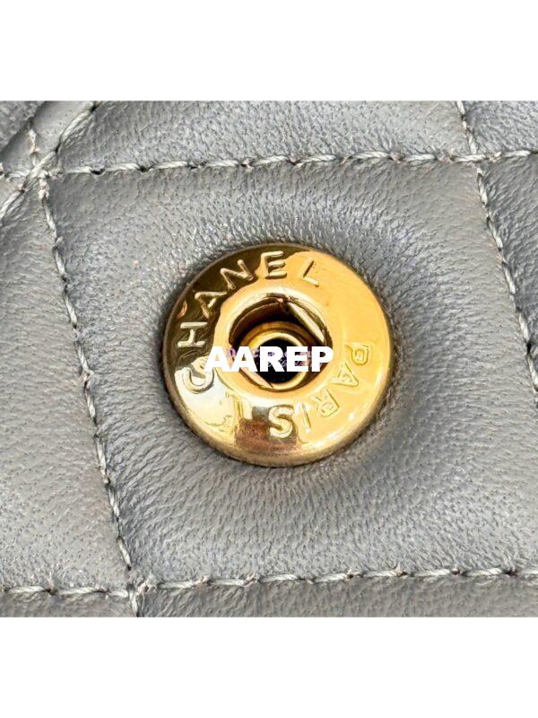 Replica Chanel Small Classic Double Flap Bag 23cm Lambskin Luxe Grey 11