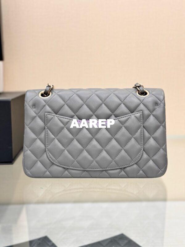 Replica Chanel Small Classic Double Flap Bag 23cm Lambskin Luxe Grey 12