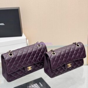 Replica Chanel Small Classic Double Flap Bag 23cm Lambskin Dark Purple
