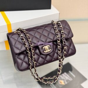 Replica Chanel Small Classic Double Flap Bag 23cm Lambskin Dark Purple 2