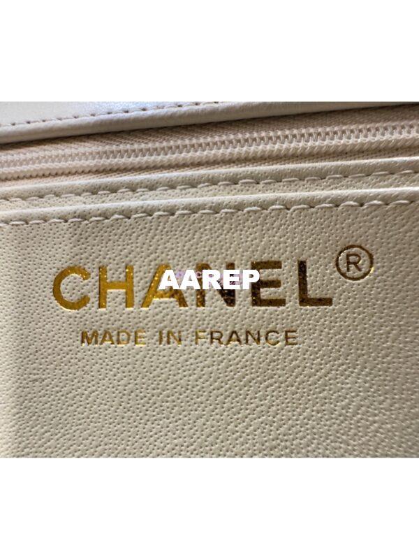 Replica Chanel Small Classic Flap CF Bag Lambskin Shining Light Gold Hardware 20cm in Milk White 10