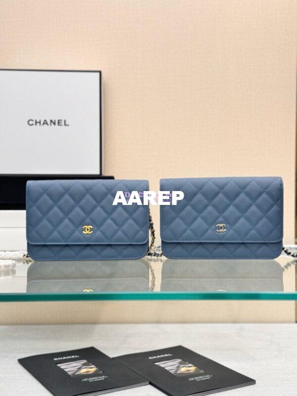 Replica Chanel New Magnetic Caviar Wallet On Chain WOC Cloud Blue Bag 33814 3