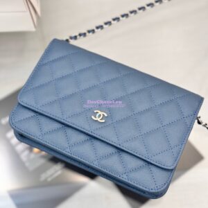 Replica Chanel New Magnetic Caviar Wallet On Chain WOC Cloud Blue Bag 33814 2