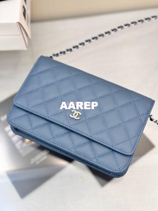 Replica Chanel New Magnetic Caviar Wallet On Chain WOC Cloud Blue Bag 33814 4