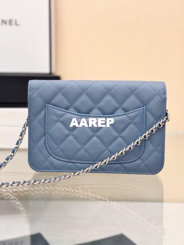 Replica Chanel New Magnetic Caviar Wallet On Chain WOC Cloud Blue Bag 33814 9