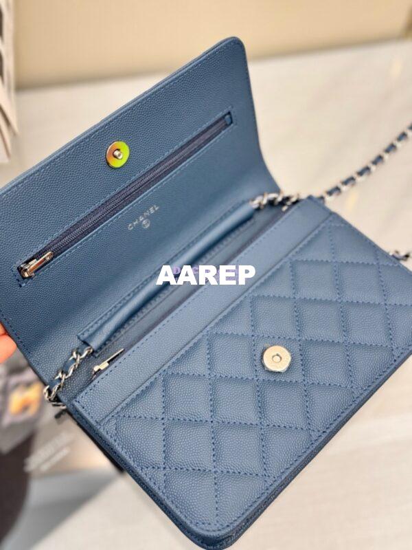 Replica Chanel New Magnetic Caviar Wallet On Chain WOC Cloud Blue Bag 33814 10