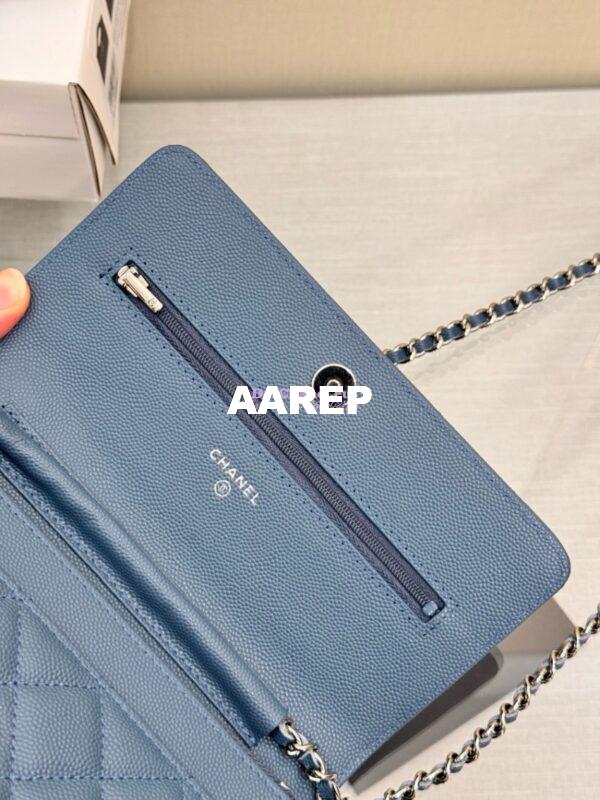 Replica Chanel New Magnetic Caviar Wallet On Chain WOC Cloud Blue Bag 33814 11