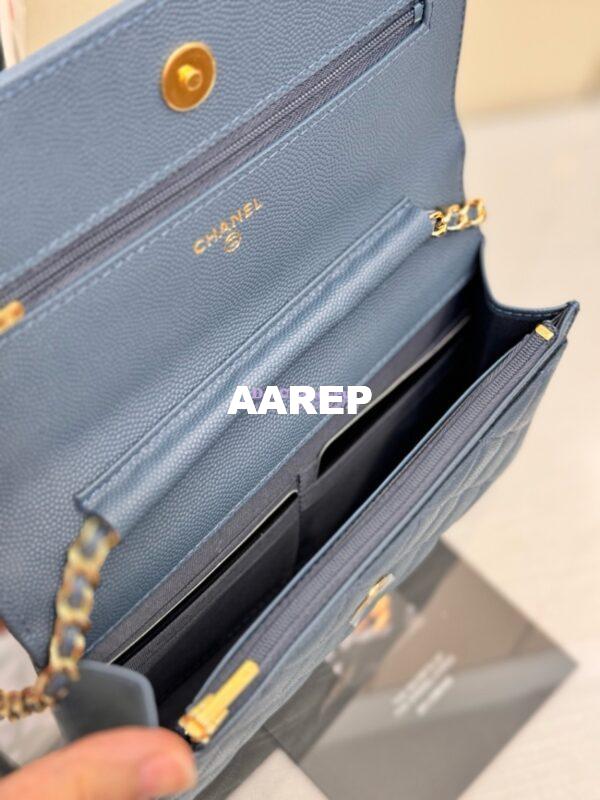 Replica Chanel New Magnetic Caviar Wallet On Chain WOC Cloud Blue Bag 33814 14