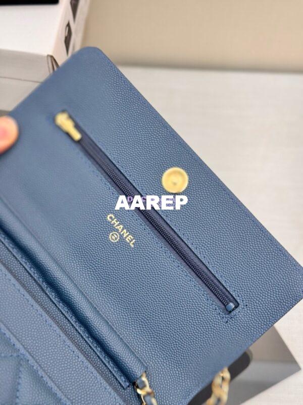 Replica Chanel New Magnetic Caviar Wallet On Chain WOC Cloud Blue Bag 33814 15