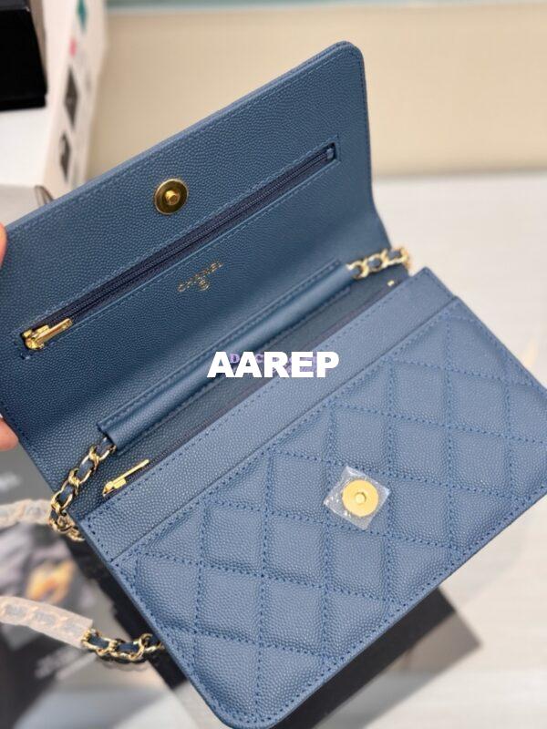 Replica Chanel New Magnetic Caviar Wallet On Chain WOC Cloud Blue Bag 33814 16