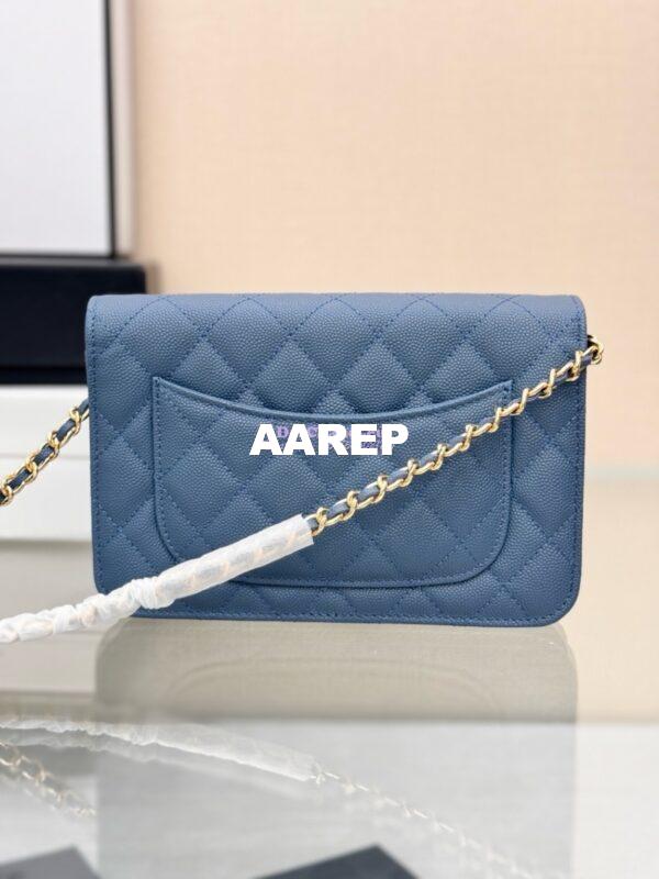 Replica Chanel New Magnetic Caviar Wallet On Chain WOC Cloud Blue Bag 33814 19
