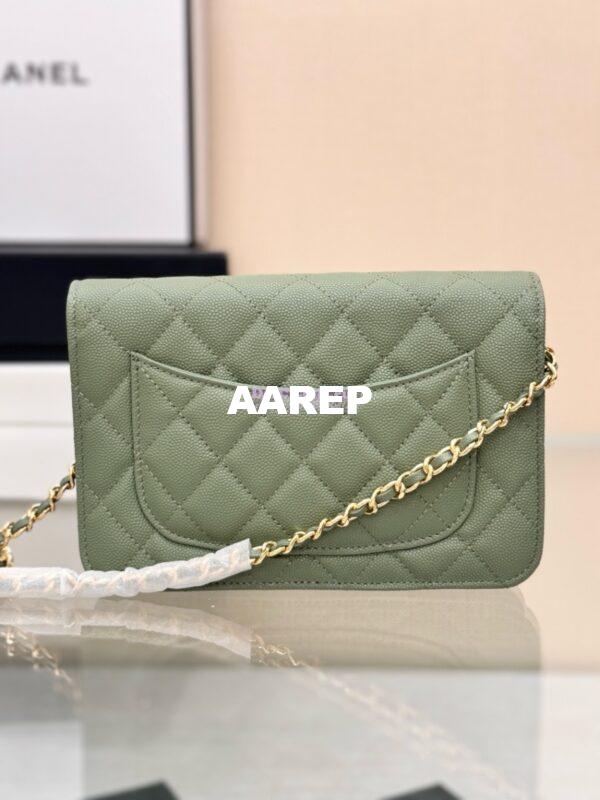 Replica Chanel New Magnetic Caviar Wallet On Chain WOC MAtcha Bag 33814 7