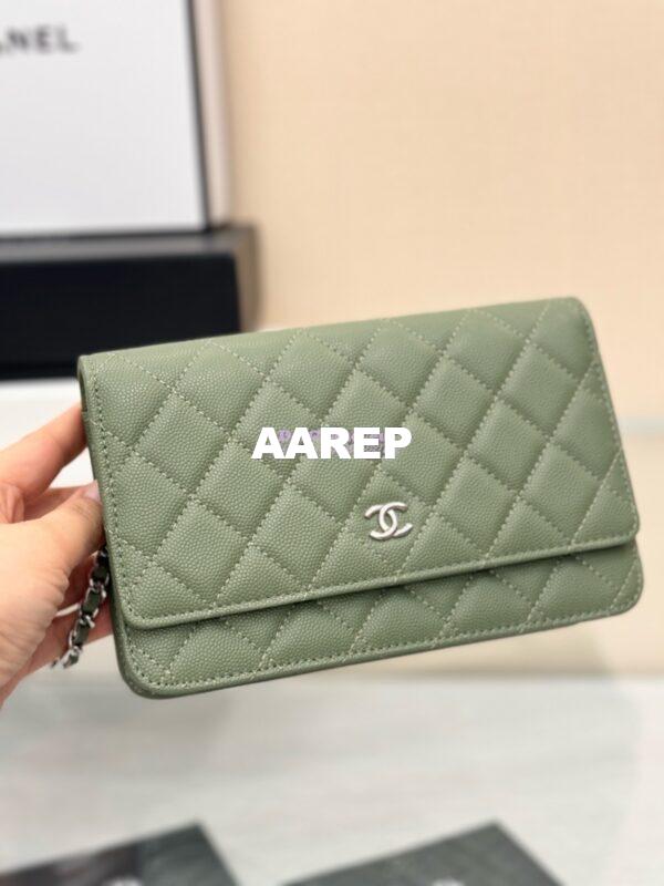 Replica Chanel New Magnetic Caviar Wallet On Chain WOC MAtcha Bag 33814 10