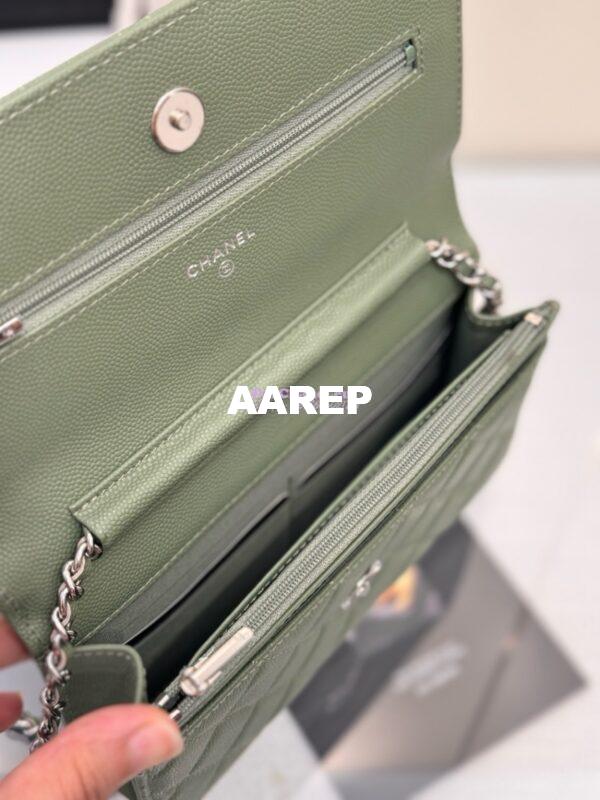 Replica Chanel New Magnetic Caviar Wallet On Chain WOC MAtcha Bag 33814 16