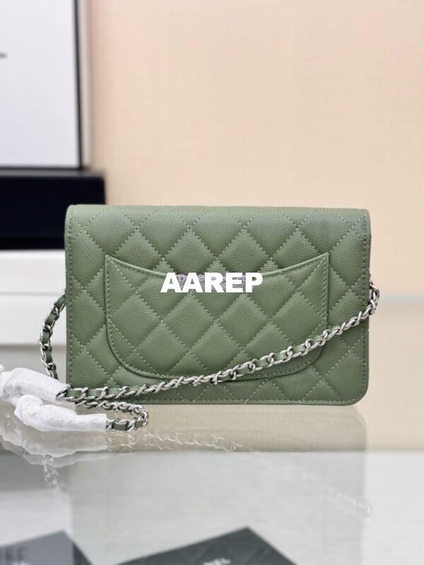 Replica Chanel New Magnetic Caviar Wallet On Chain WOC MAtcha Bag 33814 17