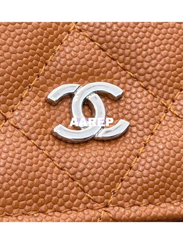 Replica Chanel New Magnetic Caviar Wallet On Chain WOC Caramel Bag 33814 6