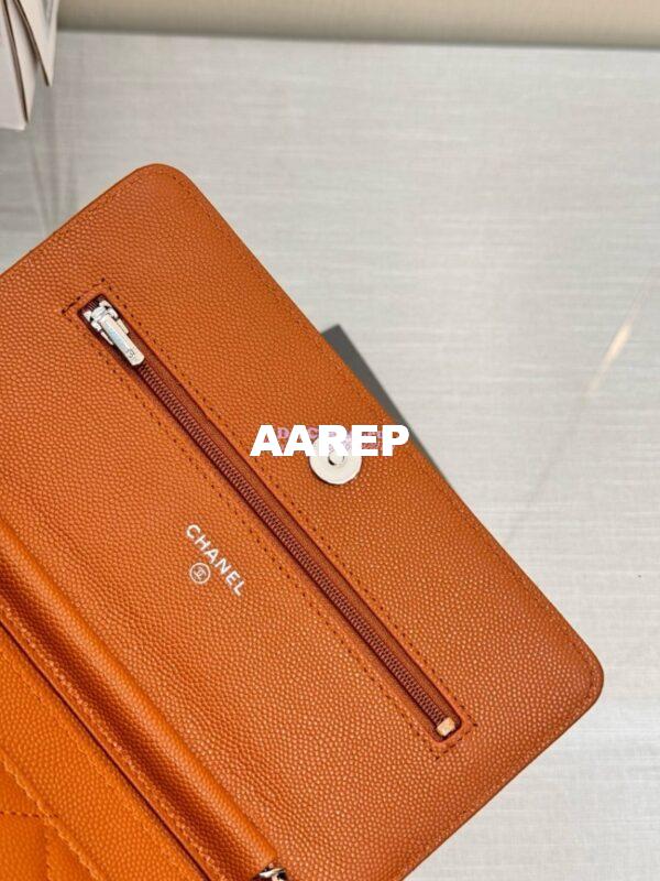 Replica Chanel New Magnetic Caviar Wallet On Chain WOC Caramel Bag 33814 7