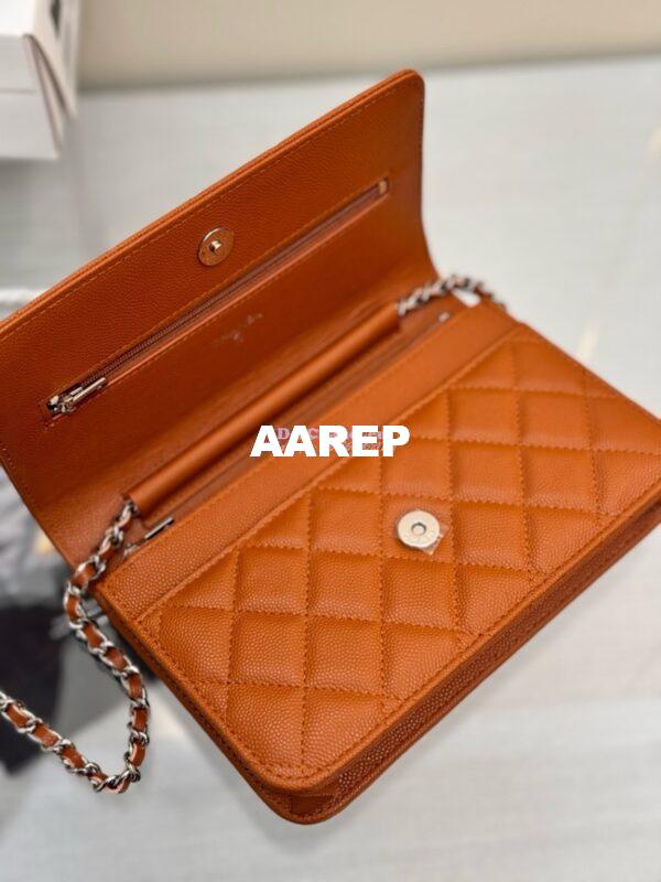 Replica Chanel New Magnetic Caviar Wallet On Chain WOC Caramel Bag 33814 9