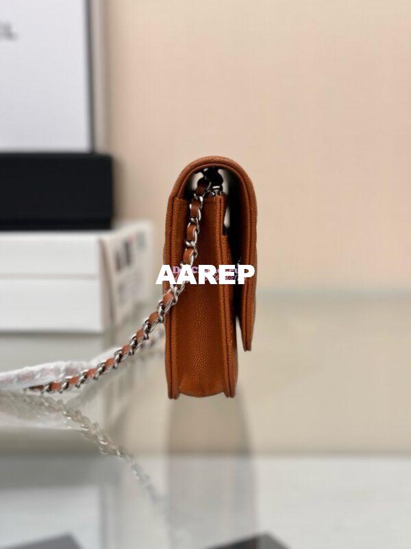Replica Chanel New Magnetic Caviar Wallet On Chain WOC Caramel Bag 33814 12