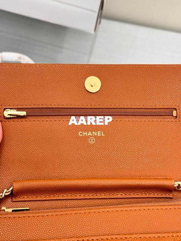 Replica Chanel New Magnetic Caviar Wallet On Chain WOC Caramel Bag 33814 16