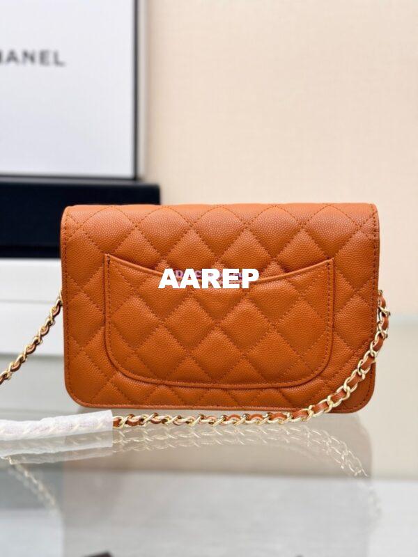 Replica Chanel New Magnetic Caviar Wallet On Chain WOC Caramel Bag 33814 17