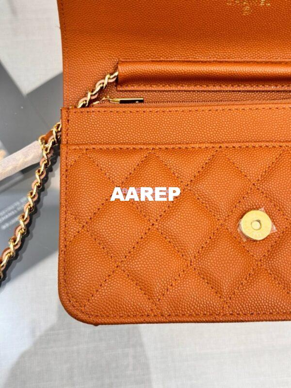 Replica Chanel New Magnetic Caviar Wallet On Chain WOC Caramel Bag 33814 18