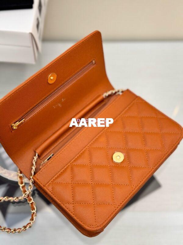 Replica Chanel New Magnetic Caviar Wallet On Chain WOC Caramel Bag 33814 19