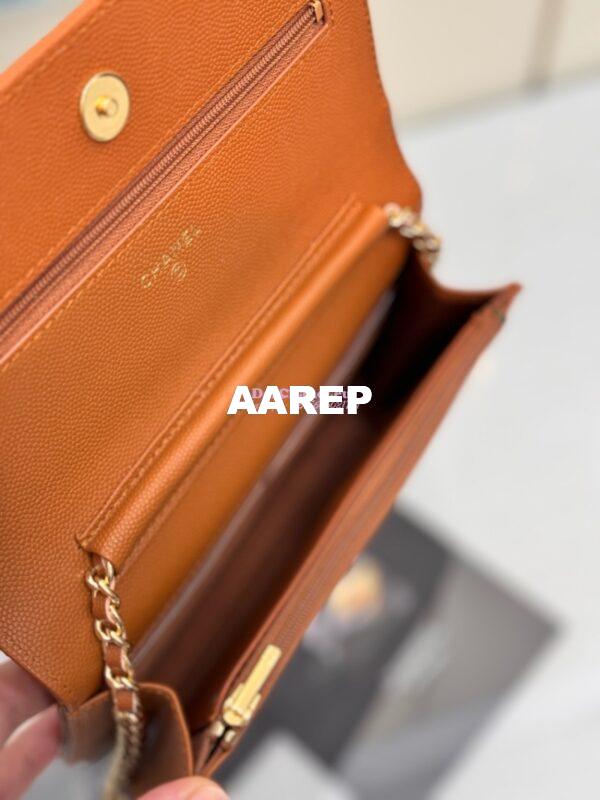 Replica Chanel New Magnetic Caviar Wallet On Chain WOC Caramel Bag 33814 20