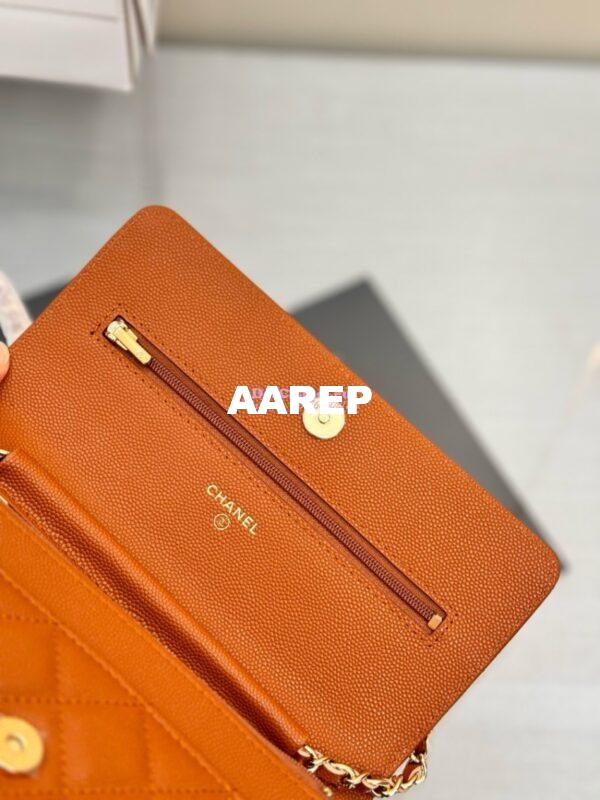 Replica Chanel New Magnetic Caviar Wallet On Chain WOC Caramel Bag 33814 21