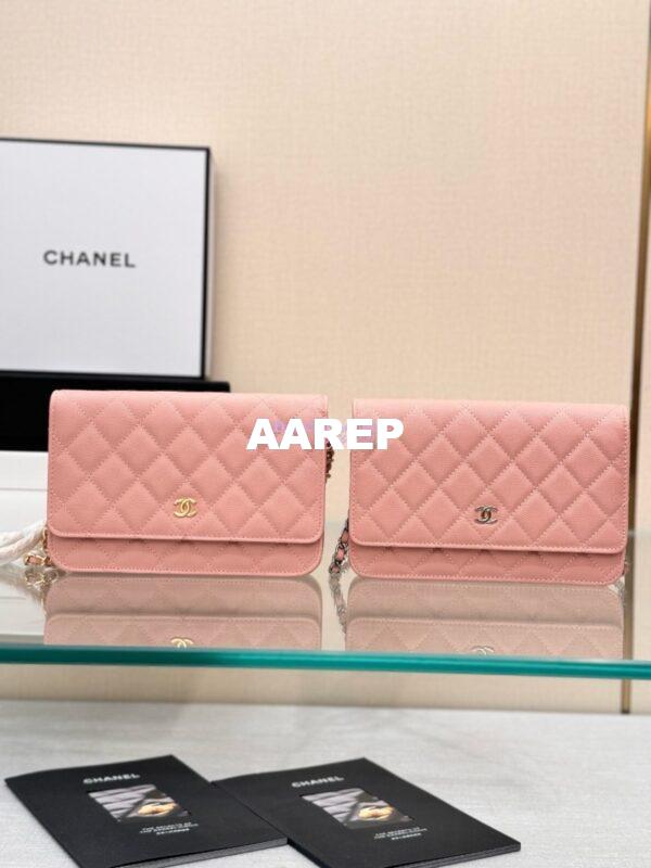 Replica Chanel New Magnetic Caviar Wallet On Chain WOC Light Pink Bag 33814 3
