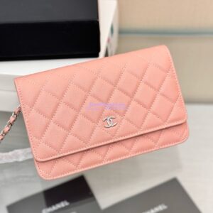 Replica Chanel New Magnetic Caviar Wallet On Chain WOC Light Pink Bag 33814 2