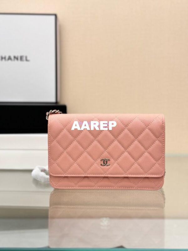 Replica Chanel New Magnetic Caviar Wallet On Chain WOC Light Pink Bag 33814 5