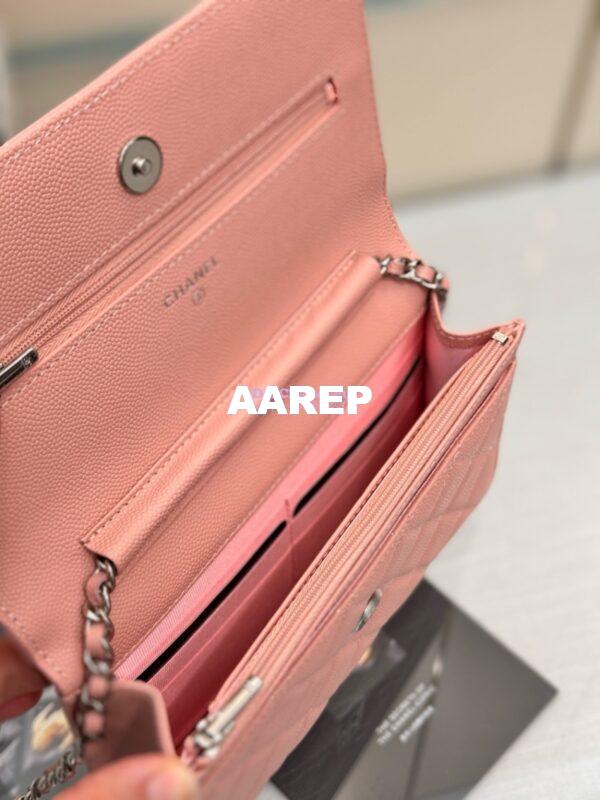 Replica Chanel New Magnetic Caviar Wallet On Chain WOC Light Pink Bag 33814 7