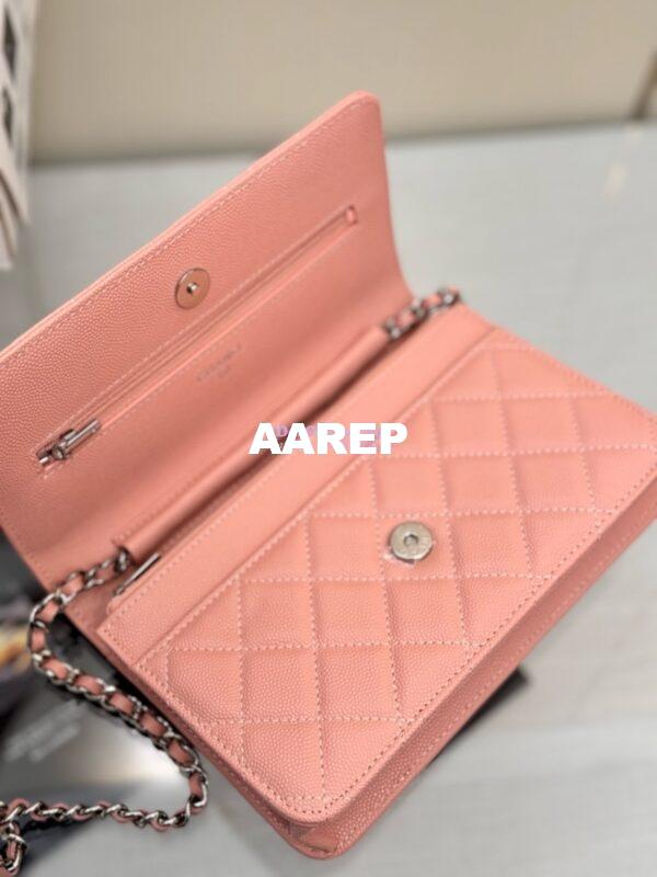 Replica Chanel New Magnetic Caviar Wallet On Chain WOC Light Pink Bag 33814 10