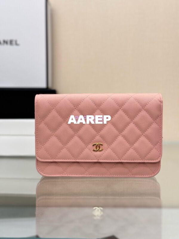 Replica Chanel New Magnetic Caviar Wallet On Chain WOC Light Pink Bag 33814 13